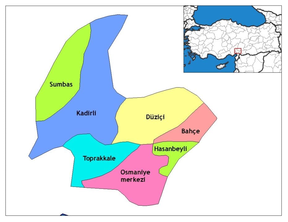 Osmaniye ilçeleri haritası
