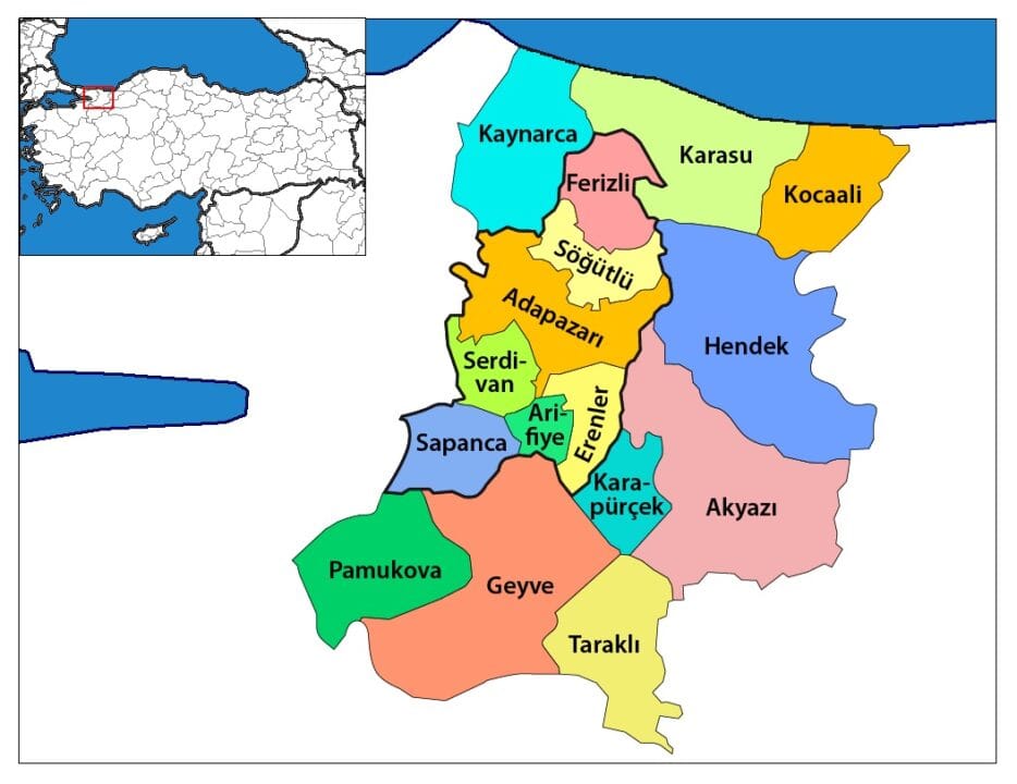 Sakarya ilçeleri haritası