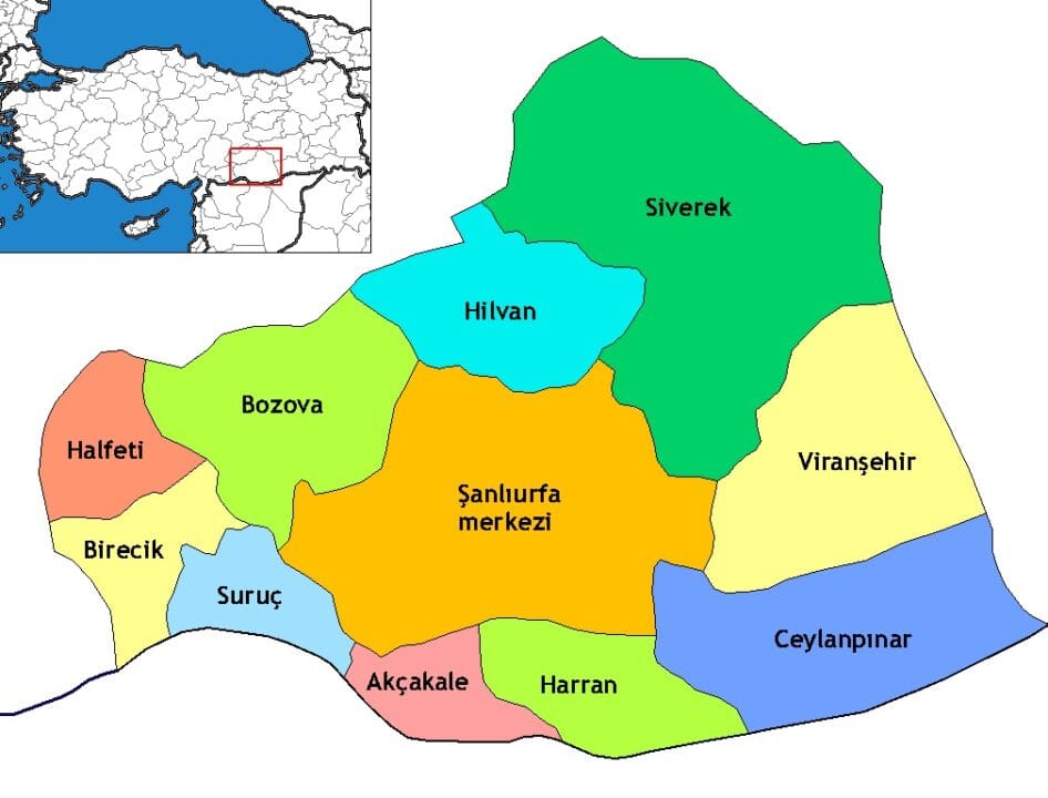 Şanlıurfa ilçeleri haritası