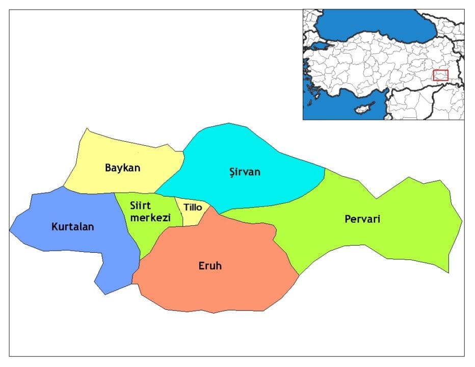 Siirt ilçeleri haritası