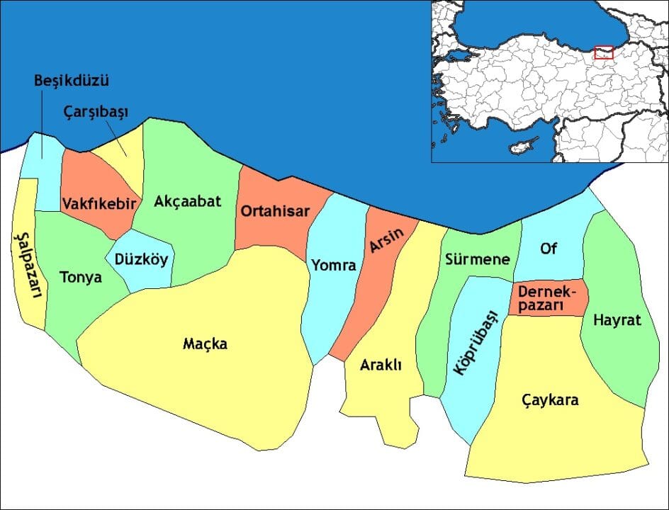 Trabzon ilçeleri haritası