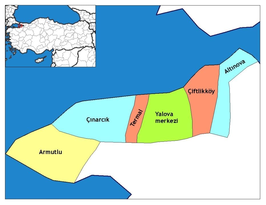 Yalova İlçeleri Haritası