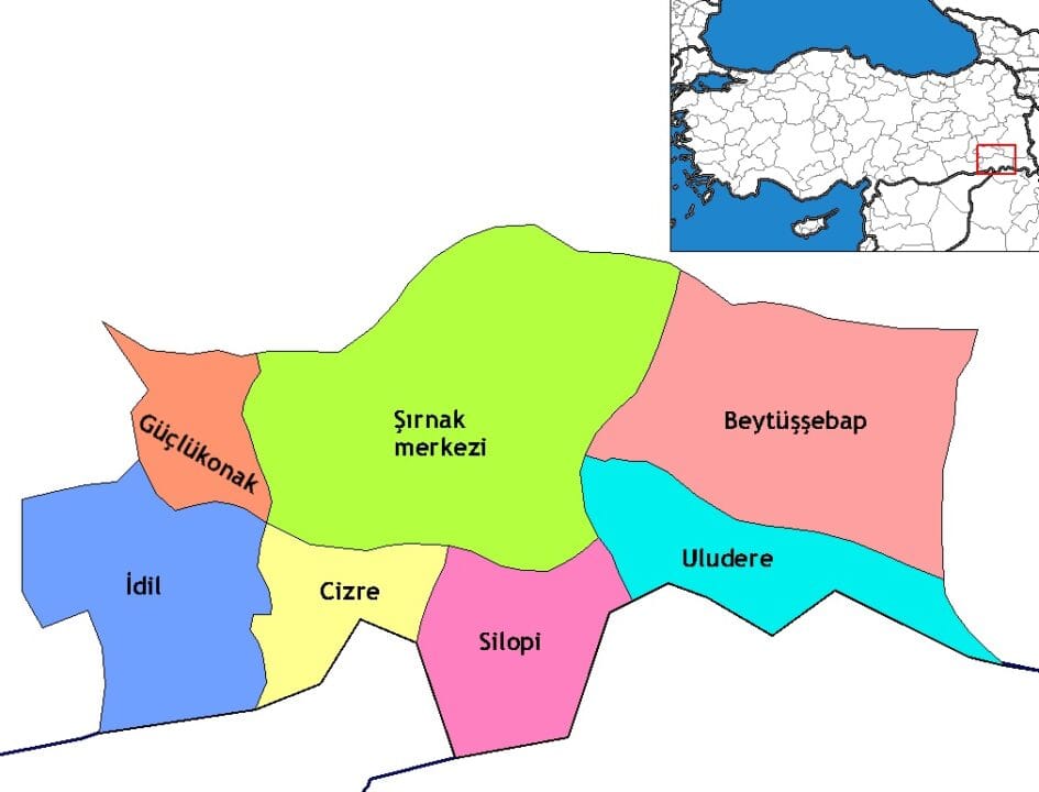 Şırnak ilçeleri Haritası